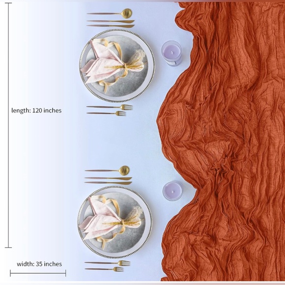 2 Pack Terracotta Orange Cheesecloth Table Runners, 10Ft Gauze Table Runner - Picture 4 of 6